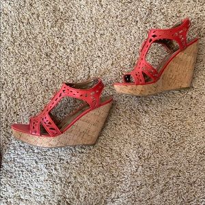 Red Wedge Sandals